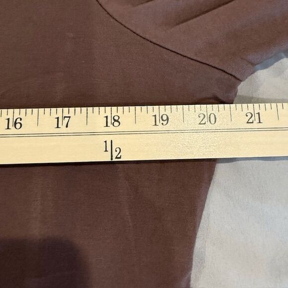 Rachel Zoe Double Layer Long Sleeve Stretch Fitted Top Dark Brown Size XL - Picture 7 of 10